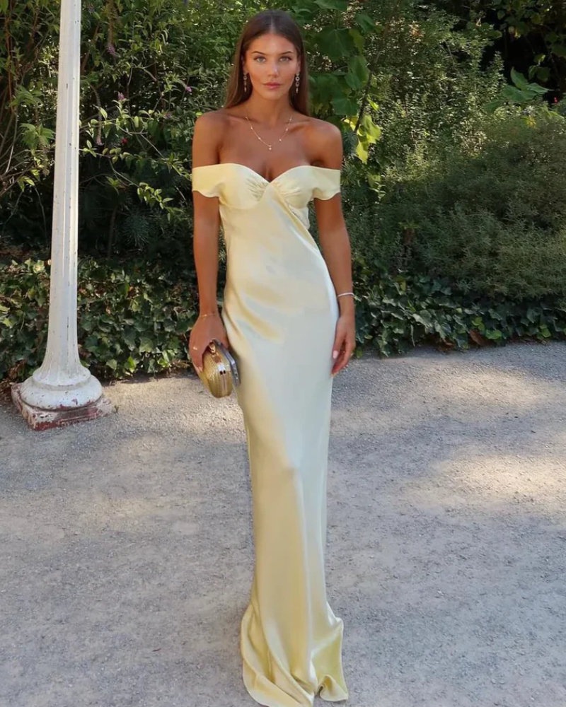 Auréliane – Off-shoulder satin – Evening gown-10174857740615-Ivory Ombre