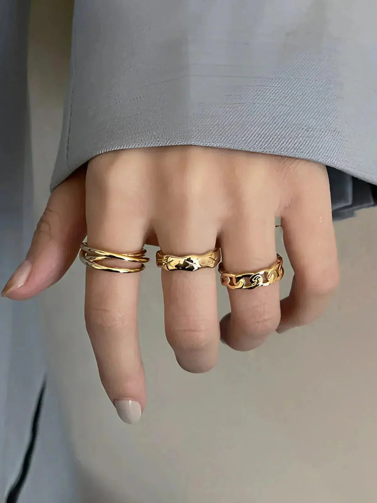 Auriane – Twisted design – Hoop ring trio-10173356867911-Ivory Ombre