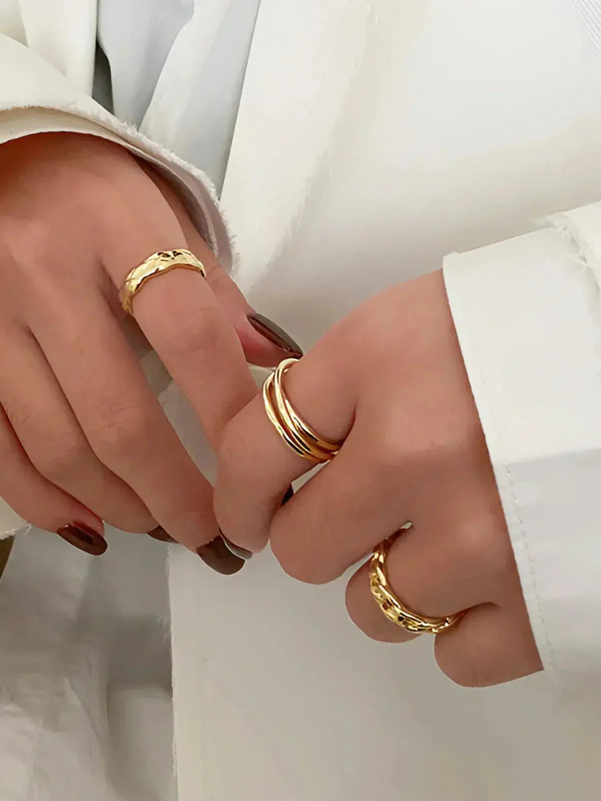 Auriane – Twisted design – Hoop ring trio-10173356867911-Ivory Ombre