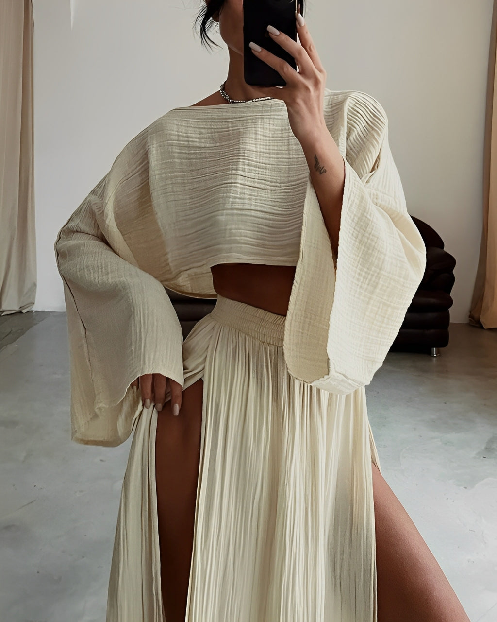Aveline – Flowy co-ord – Beach set-10174851744071-Ivory Ombre