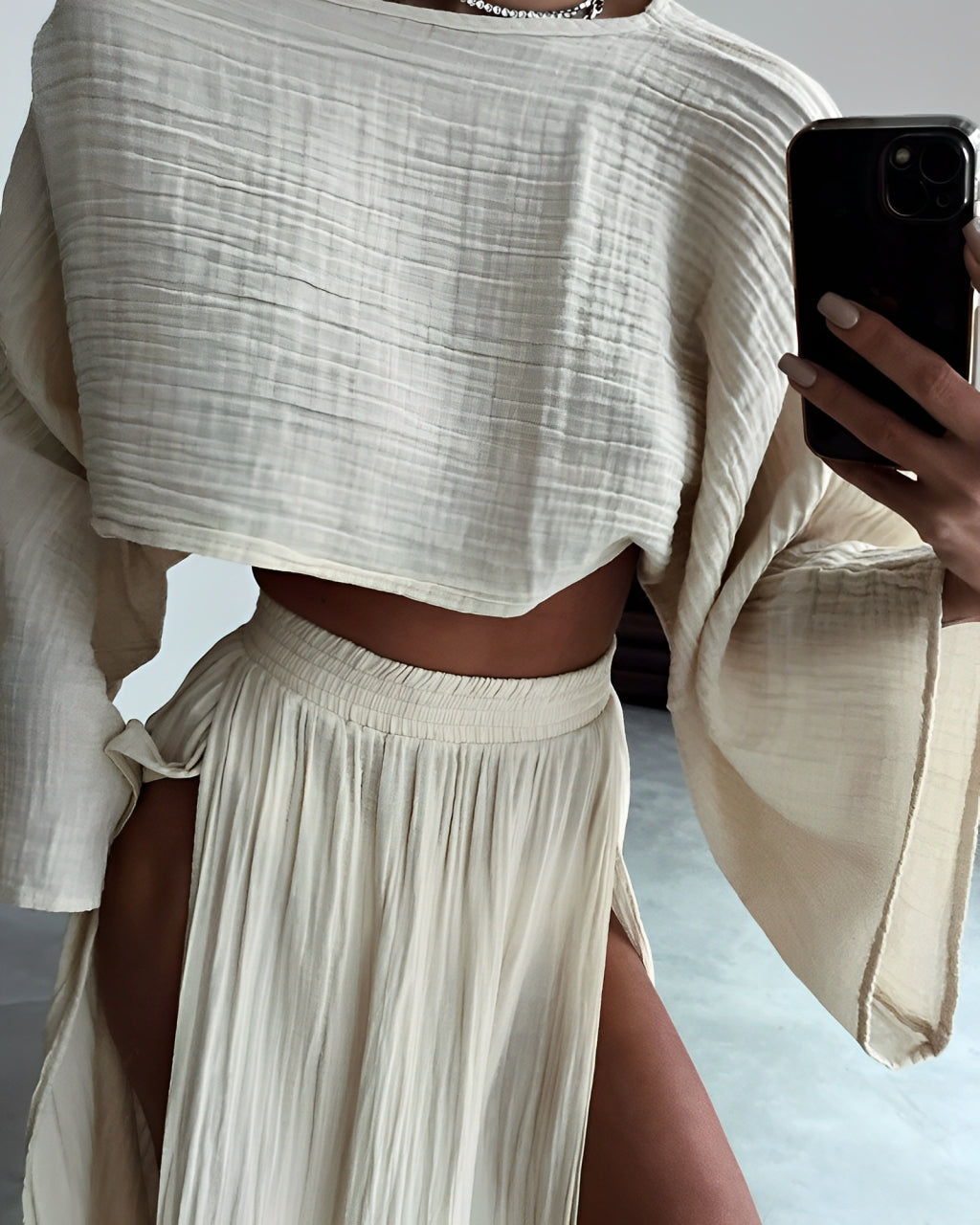 Aveline – Flowy co-ord – Beach set-10174851744071-Ivory Ombre