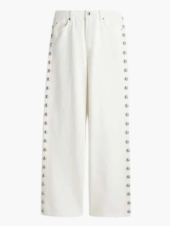 Beaudine – Pearl detail – Wide-leg jeans-10174855414087-Ivory Ombre