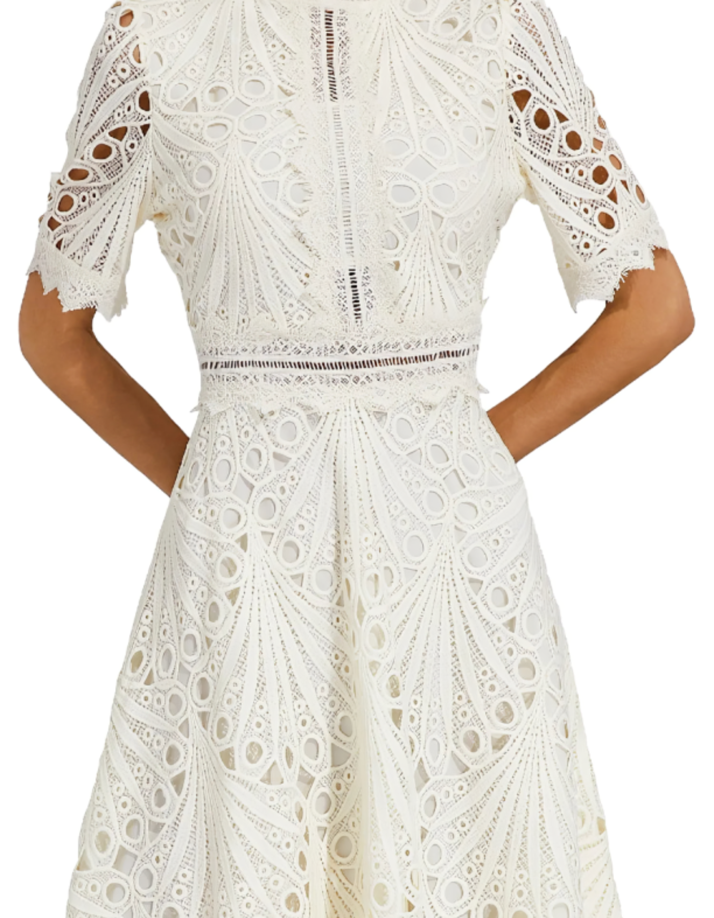 Belladette – Intricate lacework – Midi occasion dress-10174863900999-Ivory Ombre