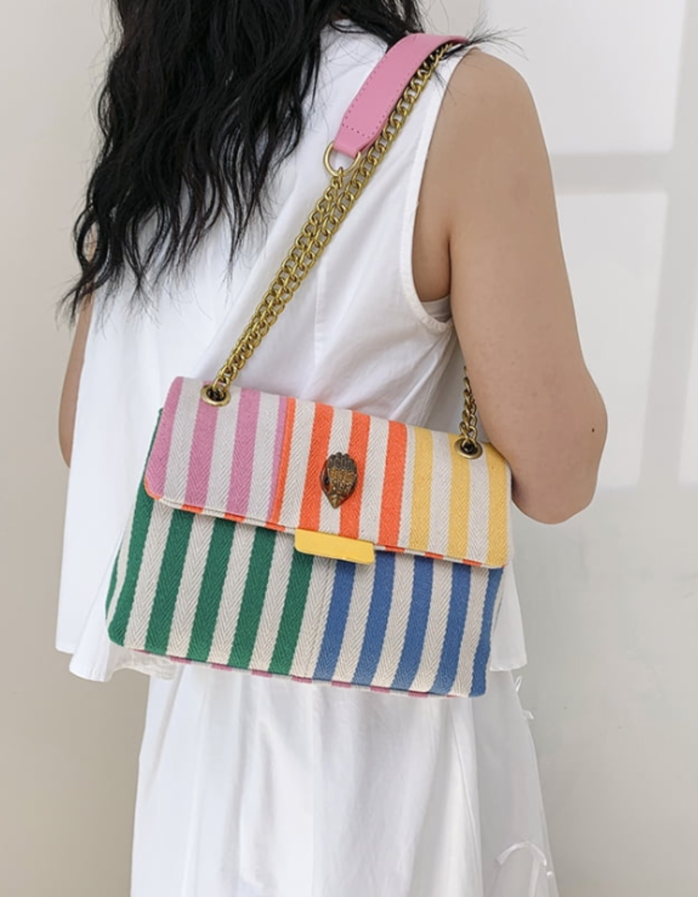 Bellanima – Vibrant striped weave – Shoulder bag-10174851416391-Ivory Ombre