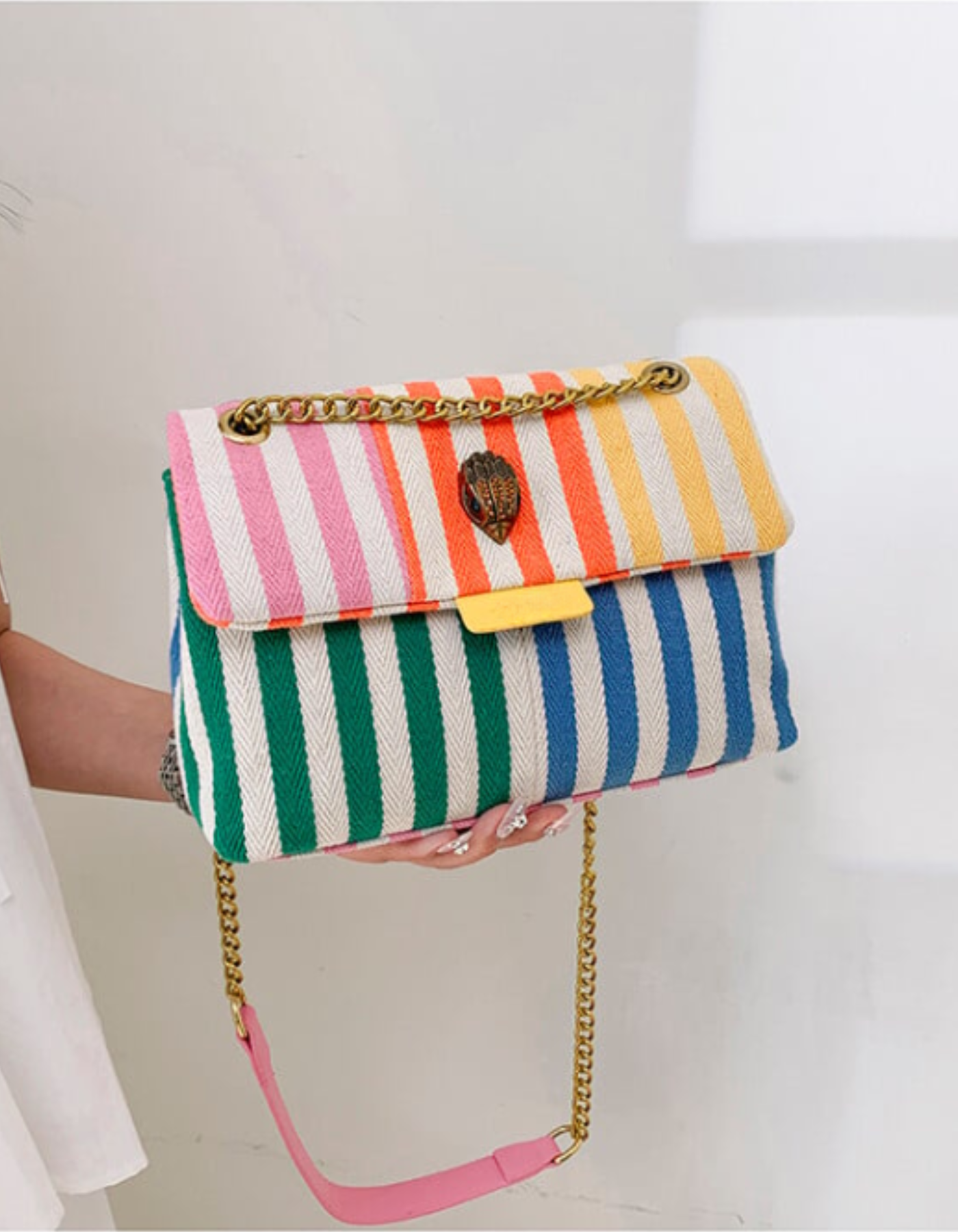 Bellanima – Vibrant striped weave – Shoulder bag-10174851416391-Ivory Ombre