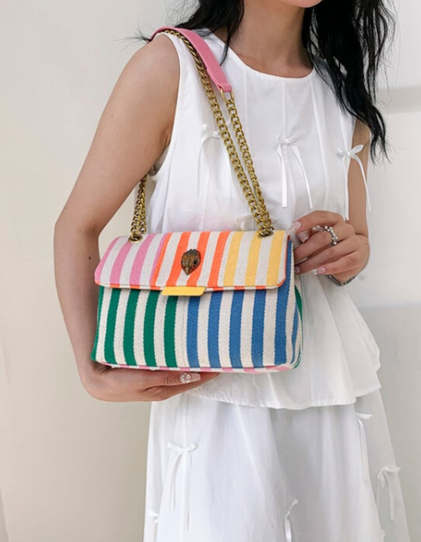 Bellanima – Vibrant striped weave – Shoulder bag-10174851416391-Ivory Ombre