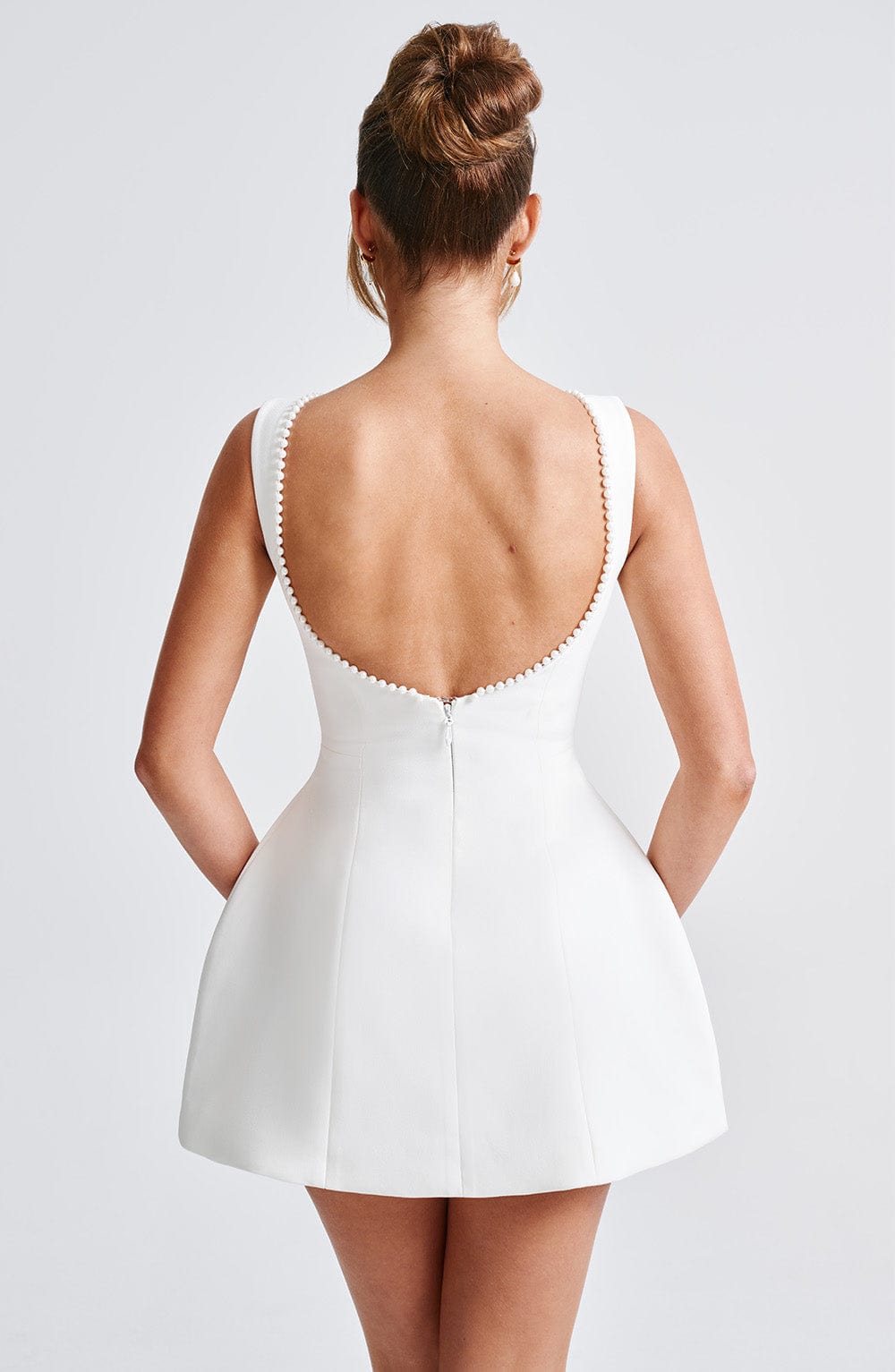 Bellanina – Pearl trim bow-back – Mini dress-10187127554375-Ivory Ombre