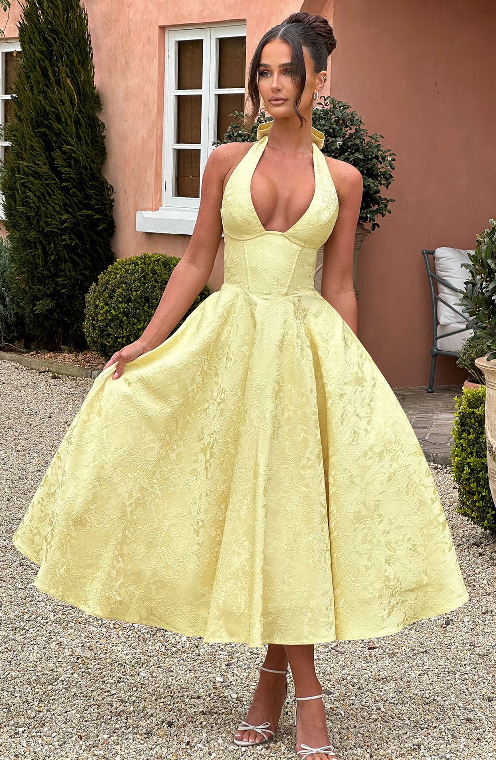 Bellanique – Vintage halterneck charm – Midi dress-10174846599495-Ivory Ombre