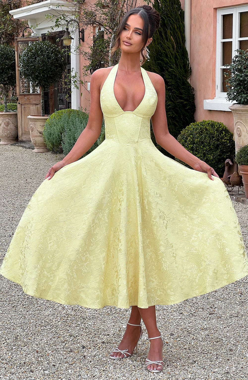 Bellanique – Vintage halterneck charm – Midi dress-10174846599495-Ivory Ombre