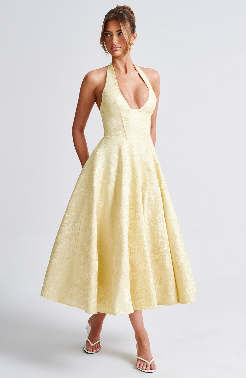 Bellanique – Vintage halterneck charm – Midi dress-10174846599495-Ivory Ombre