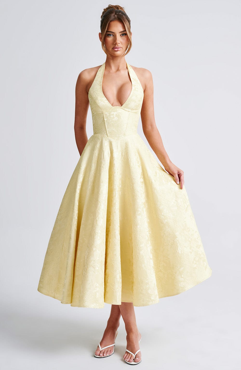 Bellanique – Vintage halterneck charm – Midi dress-10174846599495-Ivory Ombre