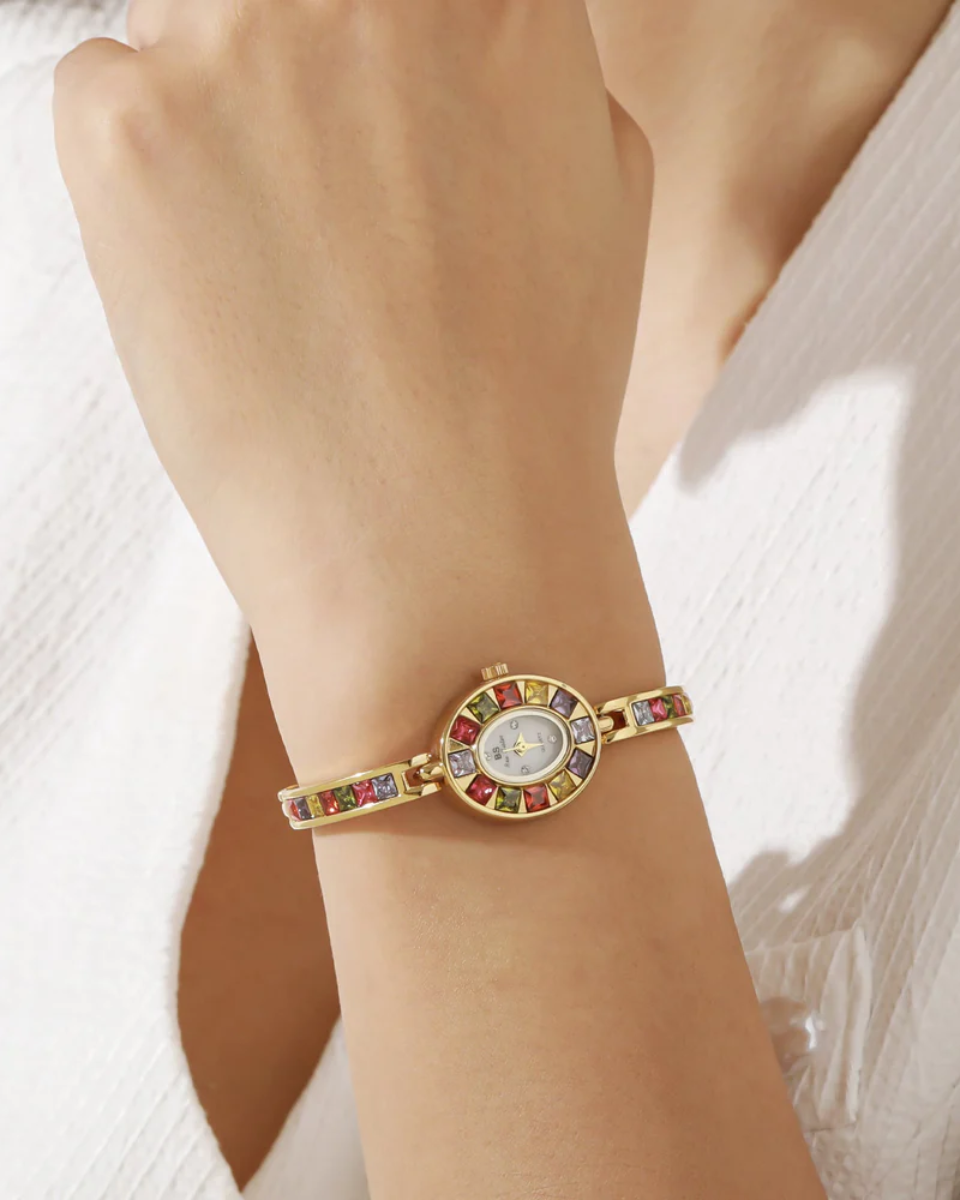 Bellevie – Multi-colored gemstone accents – Vintage watch-10173356704071-Ivory Ombre