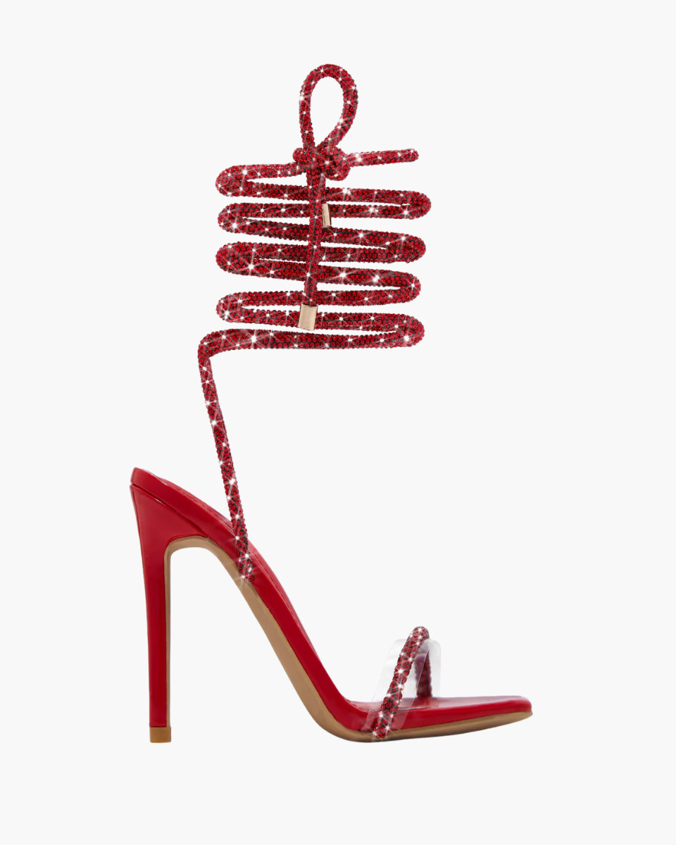 Bellezza – Embellished straps – Lace-up stiletto heels-10174762090823-Ivory Ombre