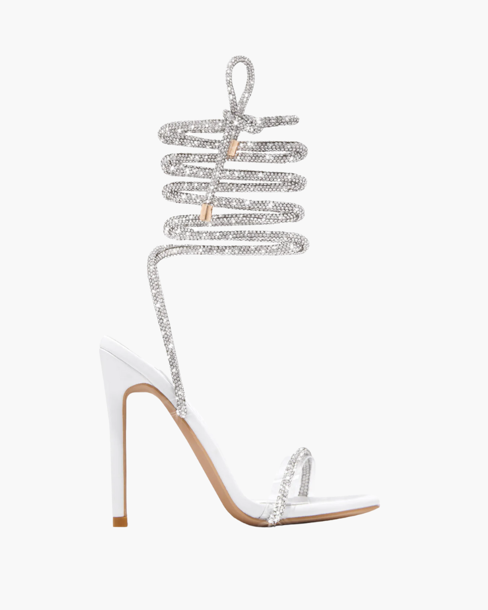 Bellezza – Embellished straps – Lace-up stiletto heels-10174762090823-Ivory Ombre