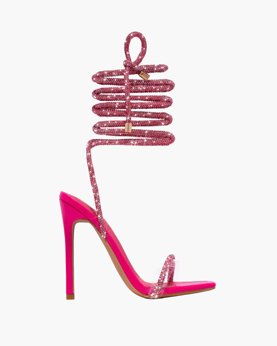 Bellezza – Embellished straps – Lace-up stiletto heels-10174762090823-Ivory Ombre