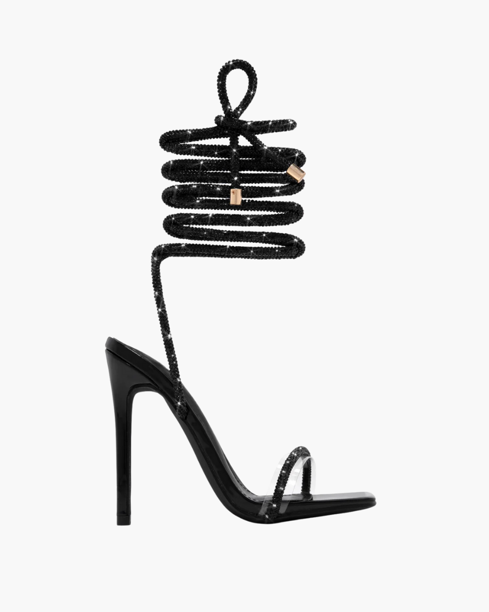 Bellezza – Embellished straps – Lace-up stiletto heels-10174762090823-Ivory Ombre