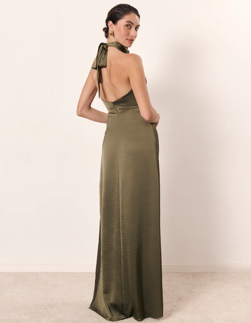Bellvara – Ruched neckline – Halter evening gown-10174864490823-Ivory Ombre