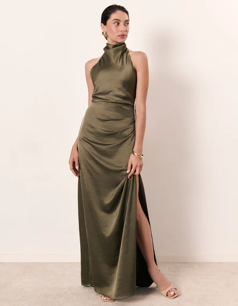Bellvara – Ruched neckline – Halter evening gown-10174864490823-Ivory Ombre