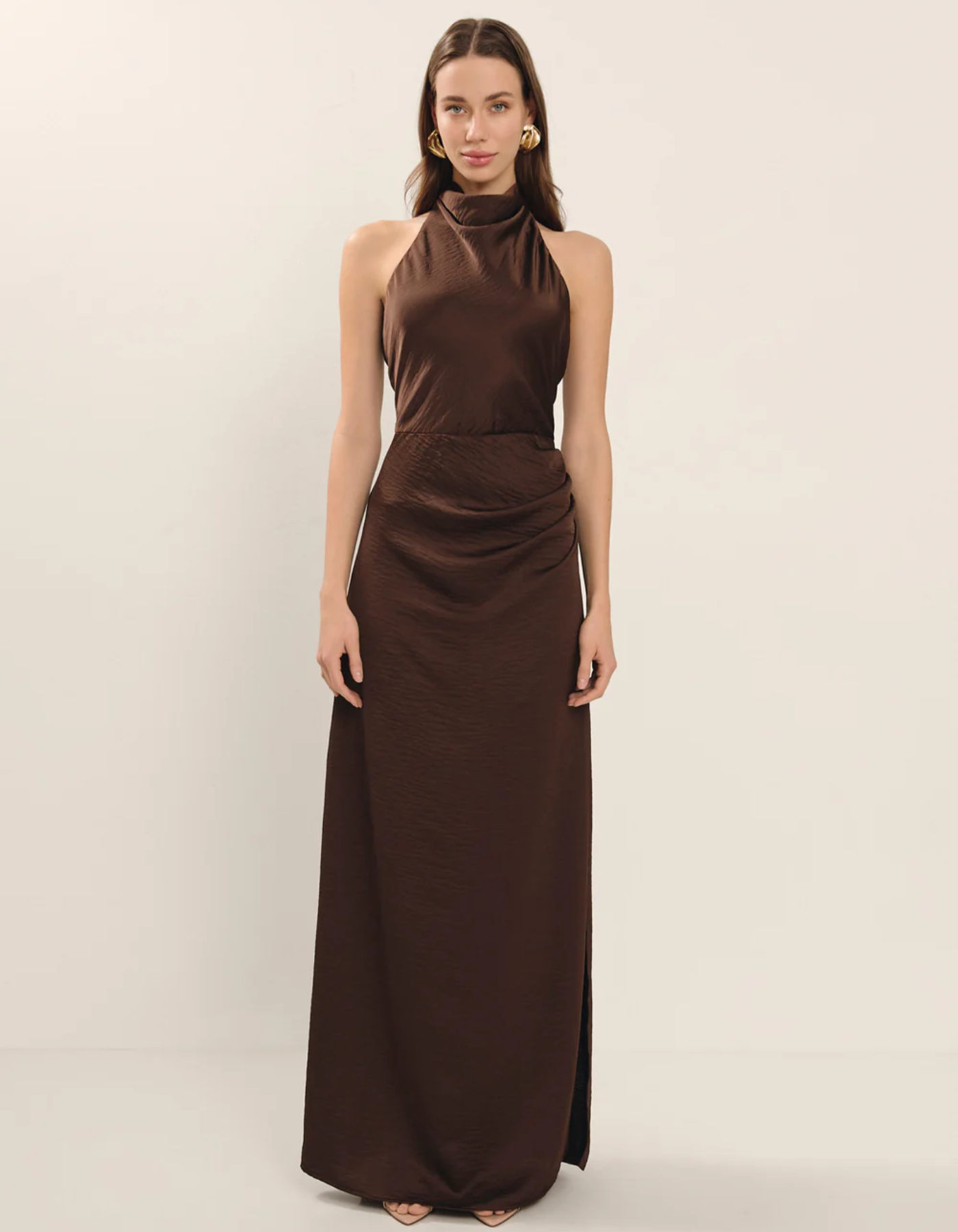 Bellvara – Ruched neckline – Halter evening gown-10174864490823-Ivory Ombre