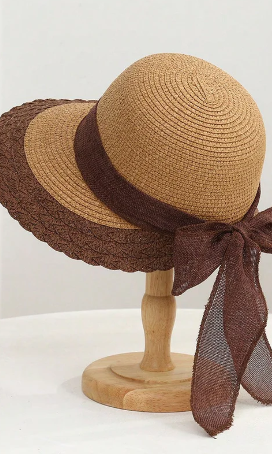 Brivanna – Bow ribbon trim – Straw hat-10174849220935-Ivory Ombre