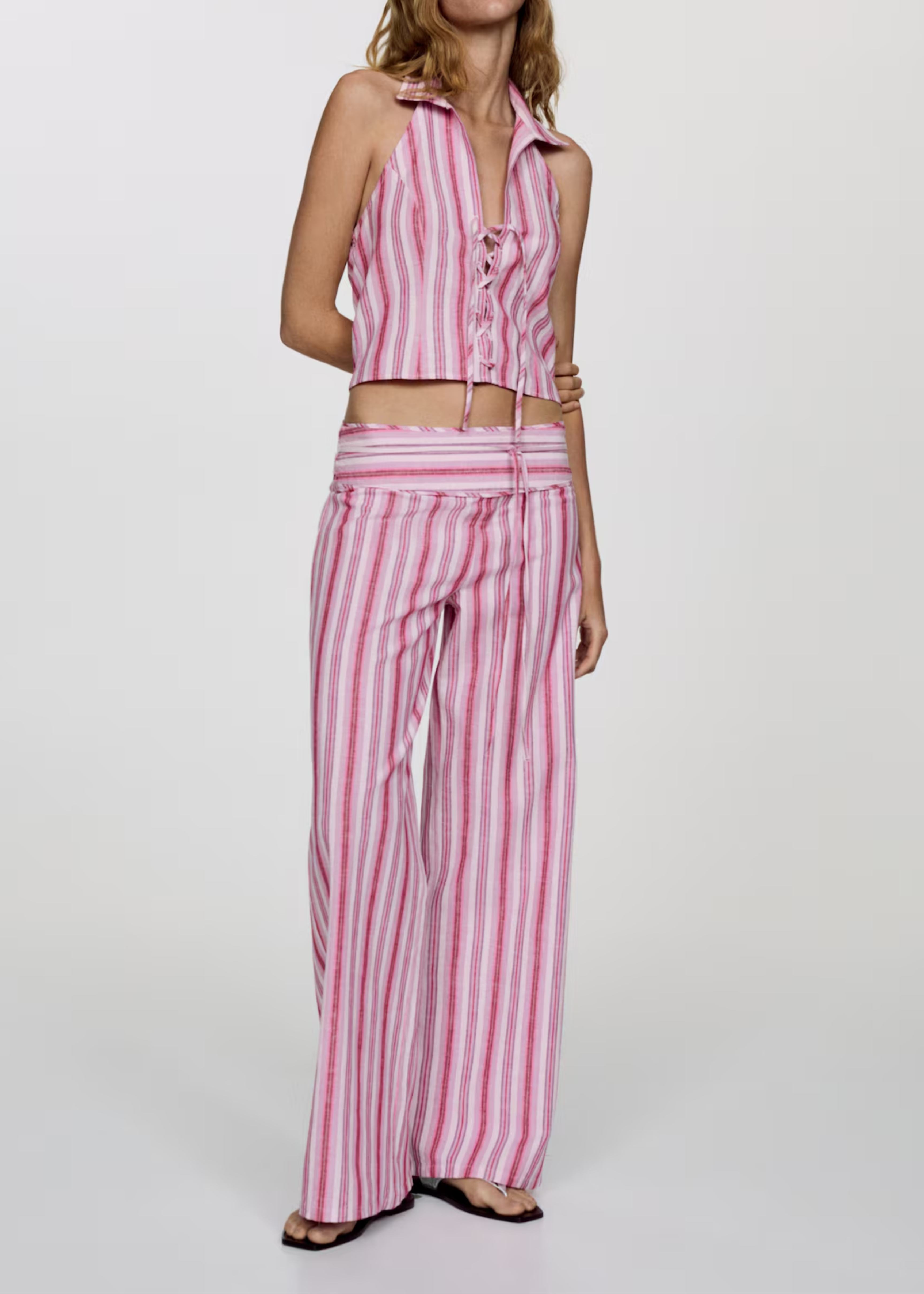 Brivanna – Striped halter – Co-ord set-10184040218951-Ivory Ombre