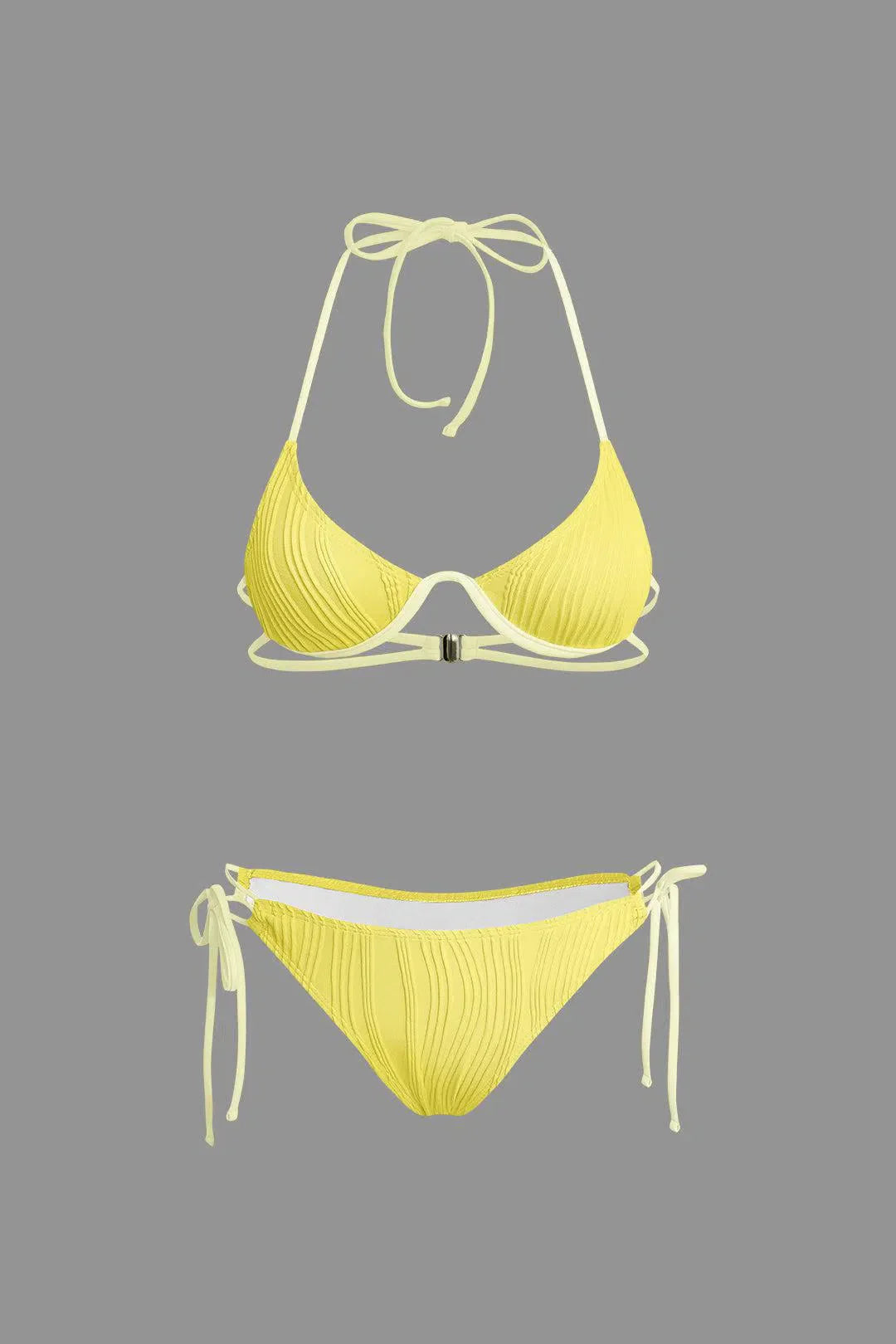 Calyne – Elegant design – Ruched bikini set-10174712250695-Ivory Ombre
