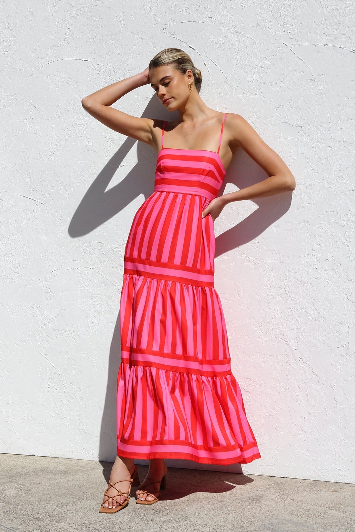 Candessa – Candy stripe flow – Maxi dress-10174735614279-Ivory Ombre
