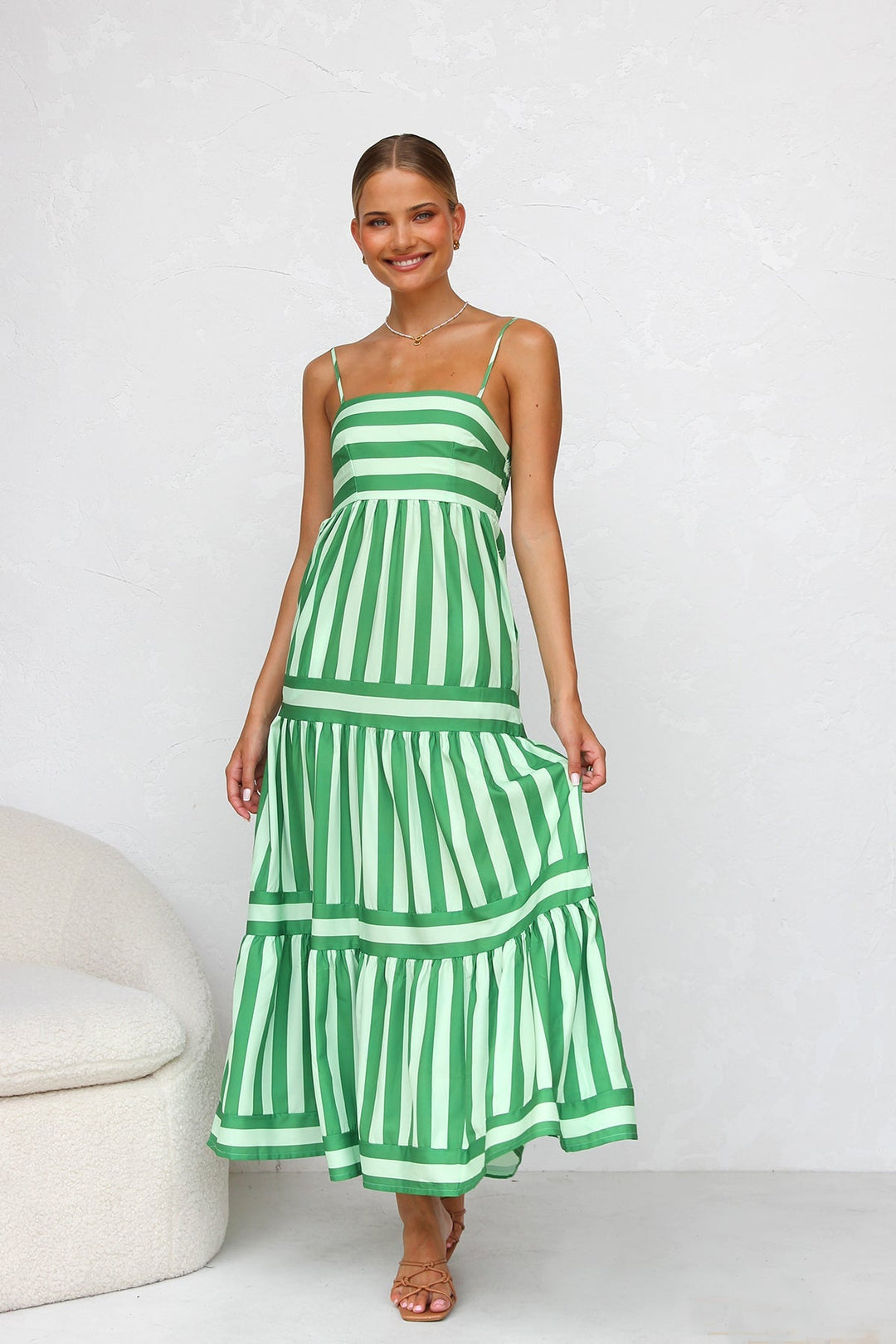 Candessa – Candy stripe flow – Maxi dress-10174735614279-Ivory Ombre