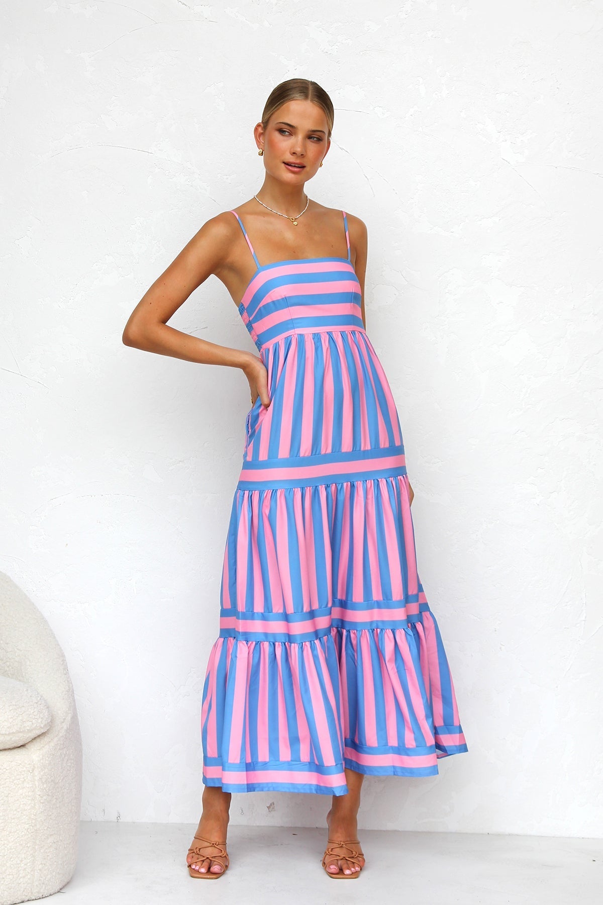 Candessa – Candy stripe flow – Maxi dress-10174735614279-Ivory Ombre