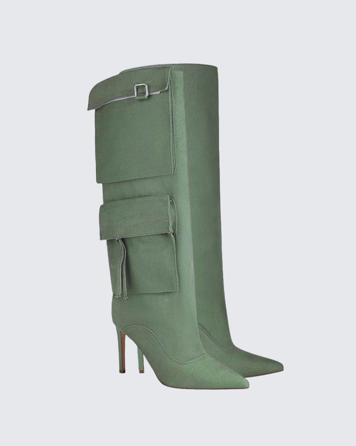 Carmella – Pointed toe – Knee-high denim boots-10174758682951-Ivory Ombre
