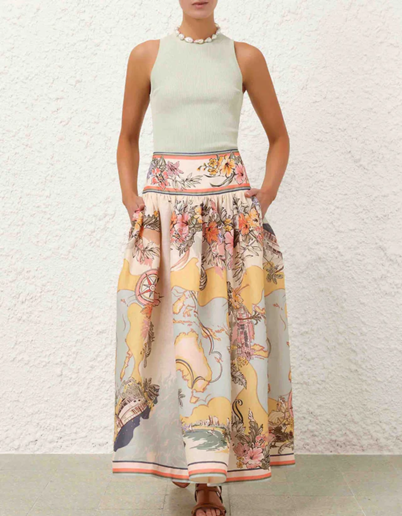 Cartolina – Illustrated print – Co-ord Set-10174864294215-Ivory Ombre