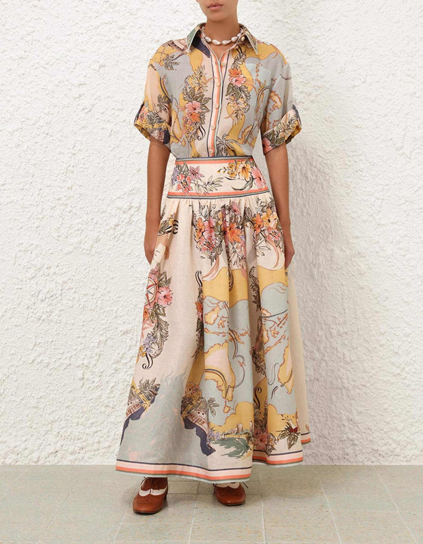 Cartolina – Illustrated print – Co-ord Set-10174864294215-Ivory Ombre