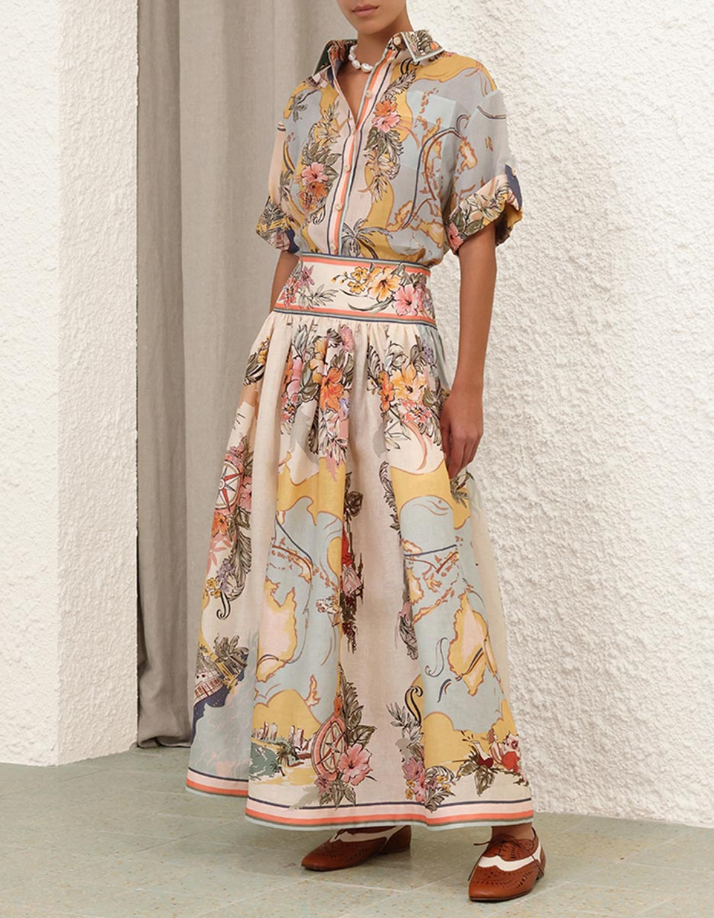 Cartolina – Illustrated print – Co-ord Set-10174864294215-Ivory Ombre
