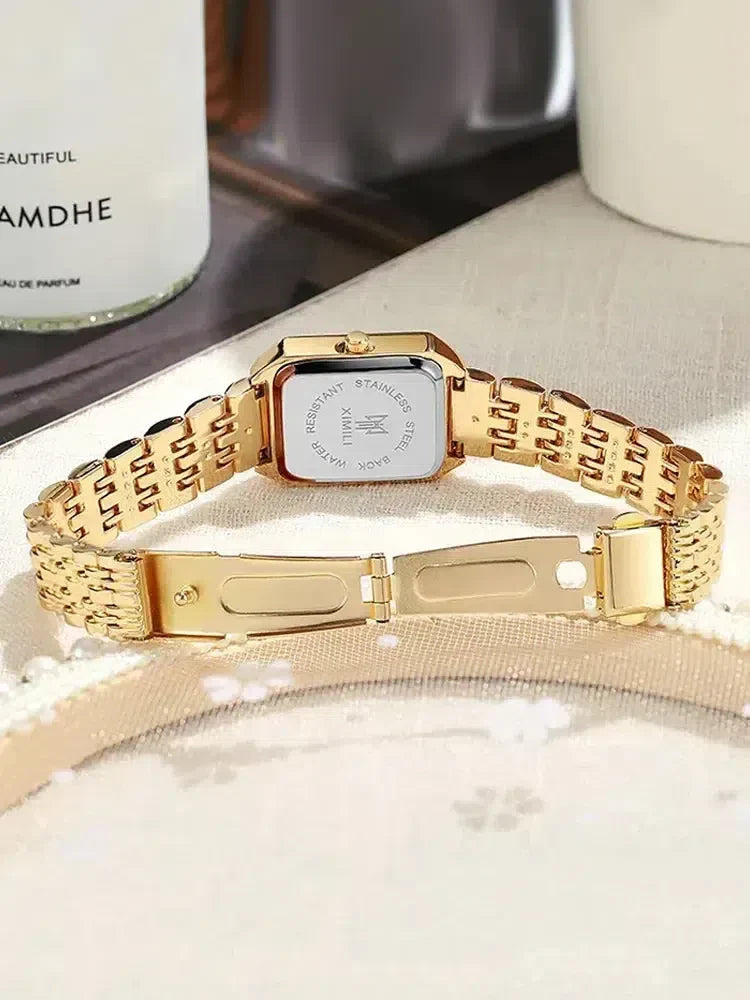 Cassiane – Slim band – Square gold wristwatch-10173355327815-Ivory Ombre