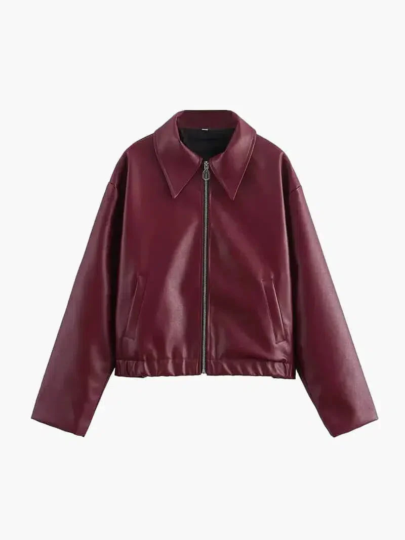 Caterina – Oversized fit – Leather jacket-10174769889607-Ivory Ombre