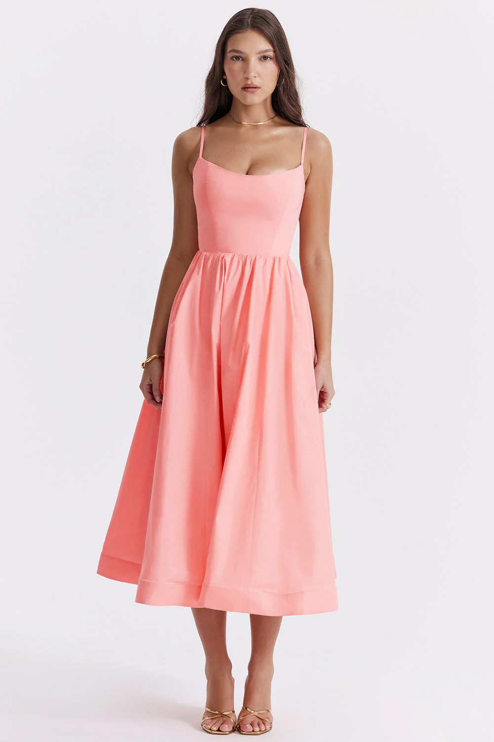 Celavie – Satin finish – Midi dress-10183329218887-Ivory Ombre