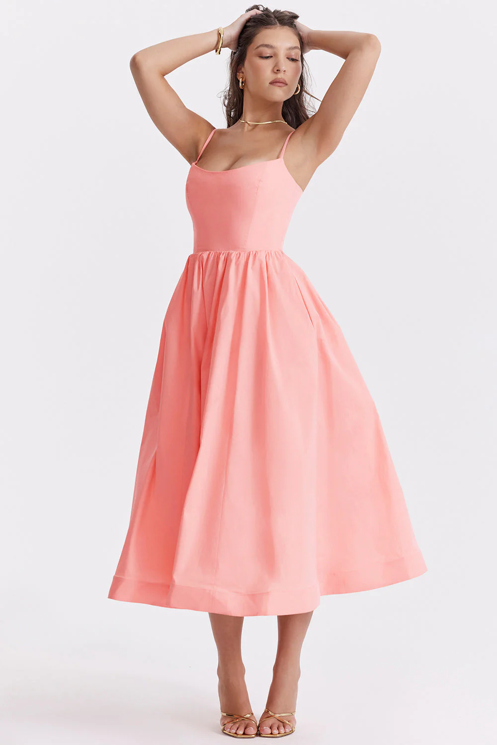 Celavie – Satin finish – Midi dress-10183329218887-Ivory Ombre