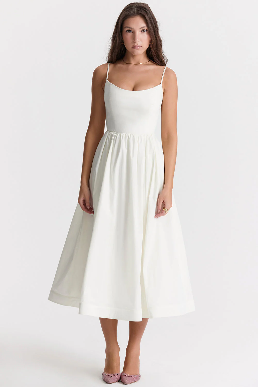 Celavie – Satin finish – Midi dress-10183329218887-Ivory Ombre