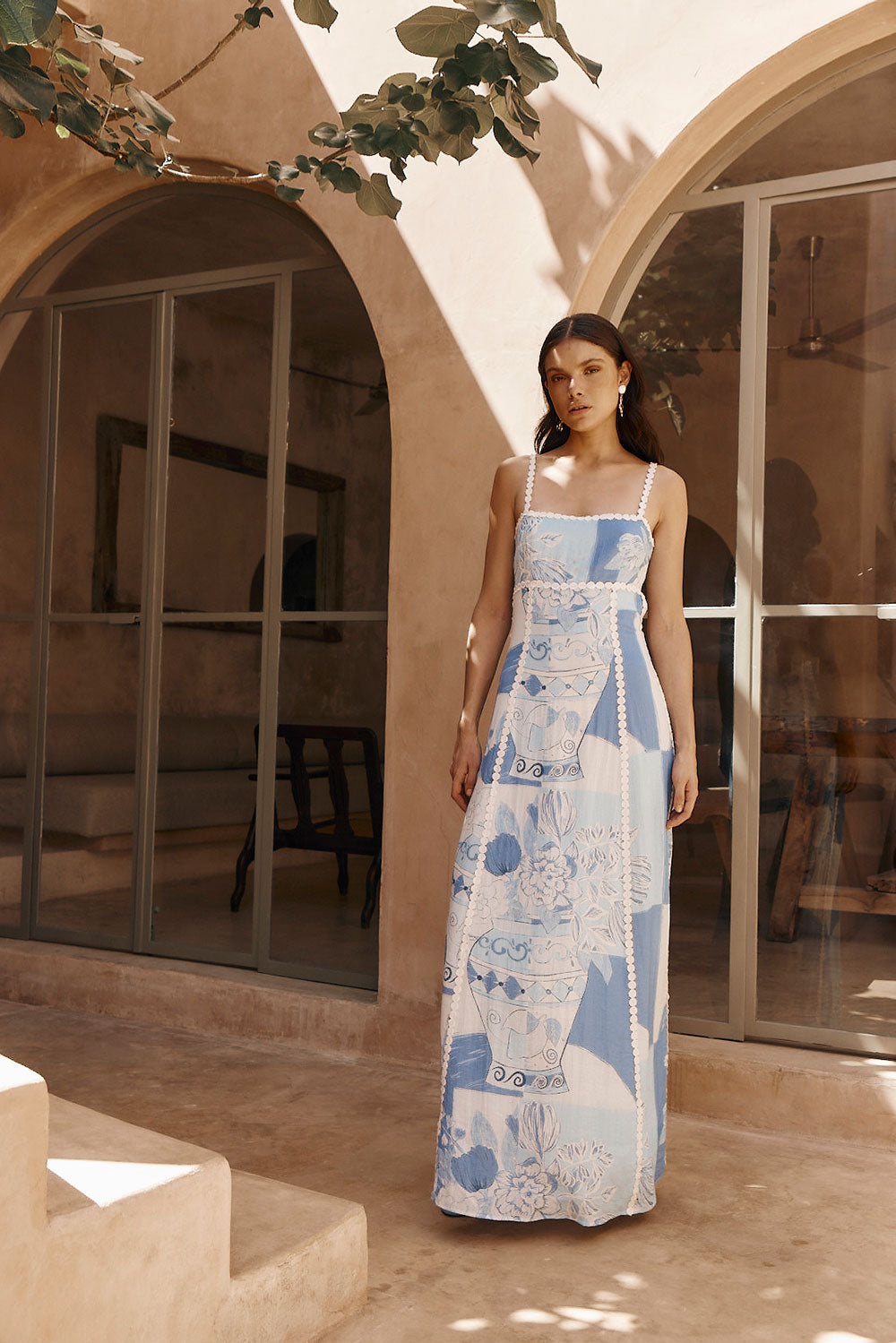 Celestina – Elegant floral print – Maxi dress-10197784592711-Ivory Ombre