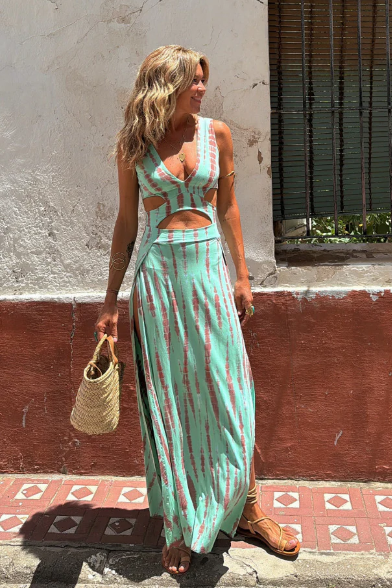 Celouise – Tie-dye – Maxi Dress-10199567761735-Ivory Ombre