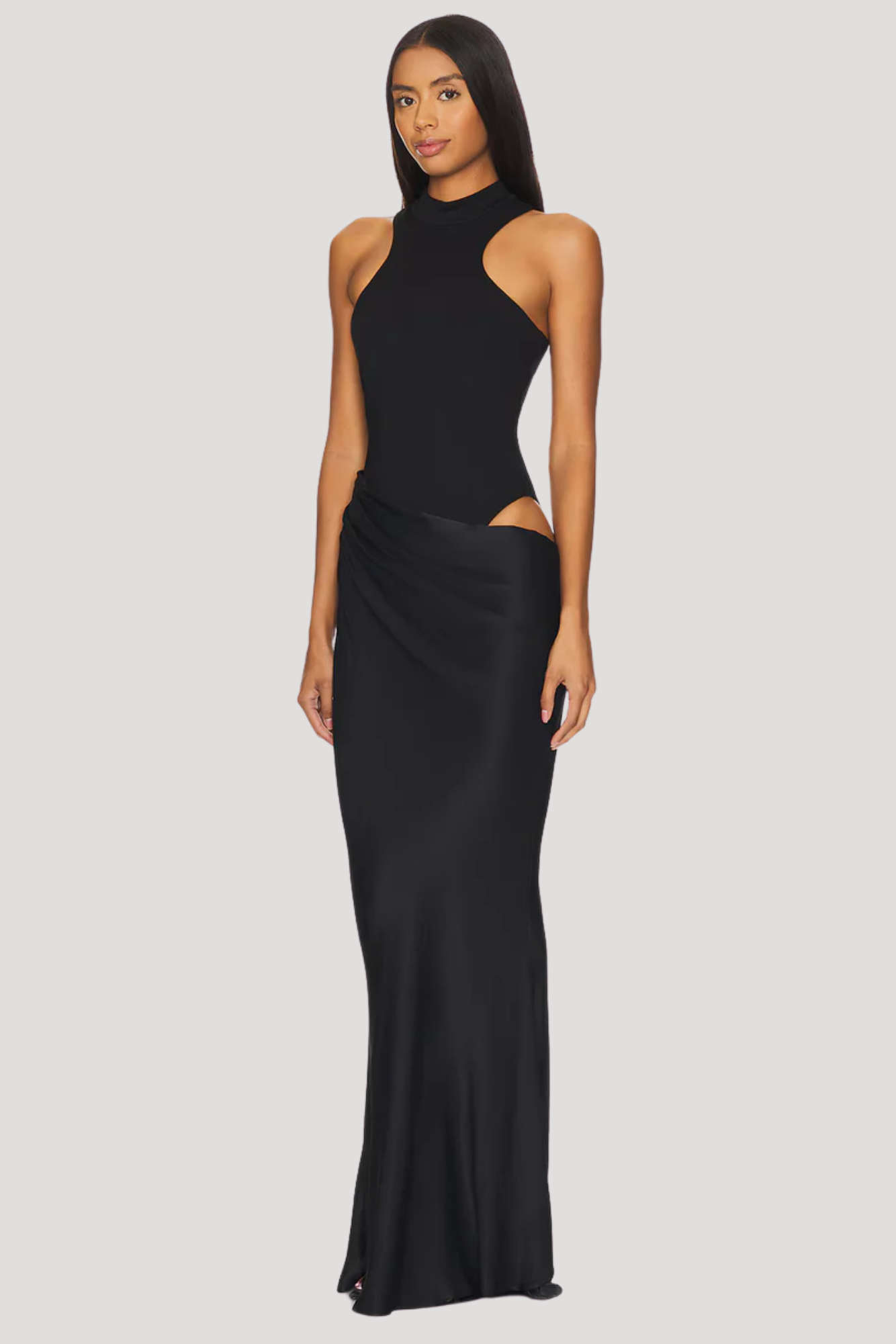 Celvara – Cutout waist – Halter evening gown-10174864752967-Ivory Ombre