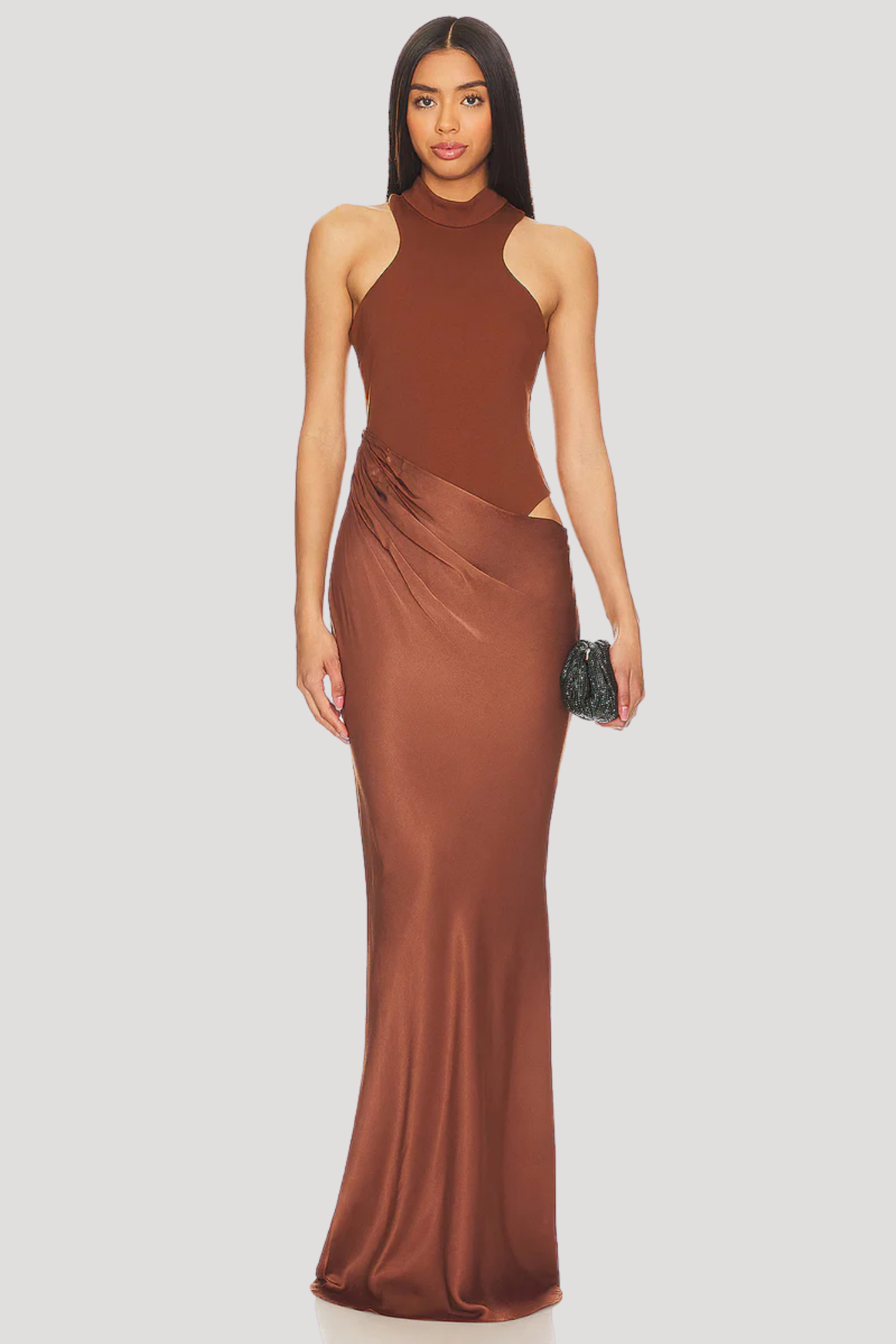 Celvara – Cutout waist – Halter evening gown-10174864752967-Ivory Ombre