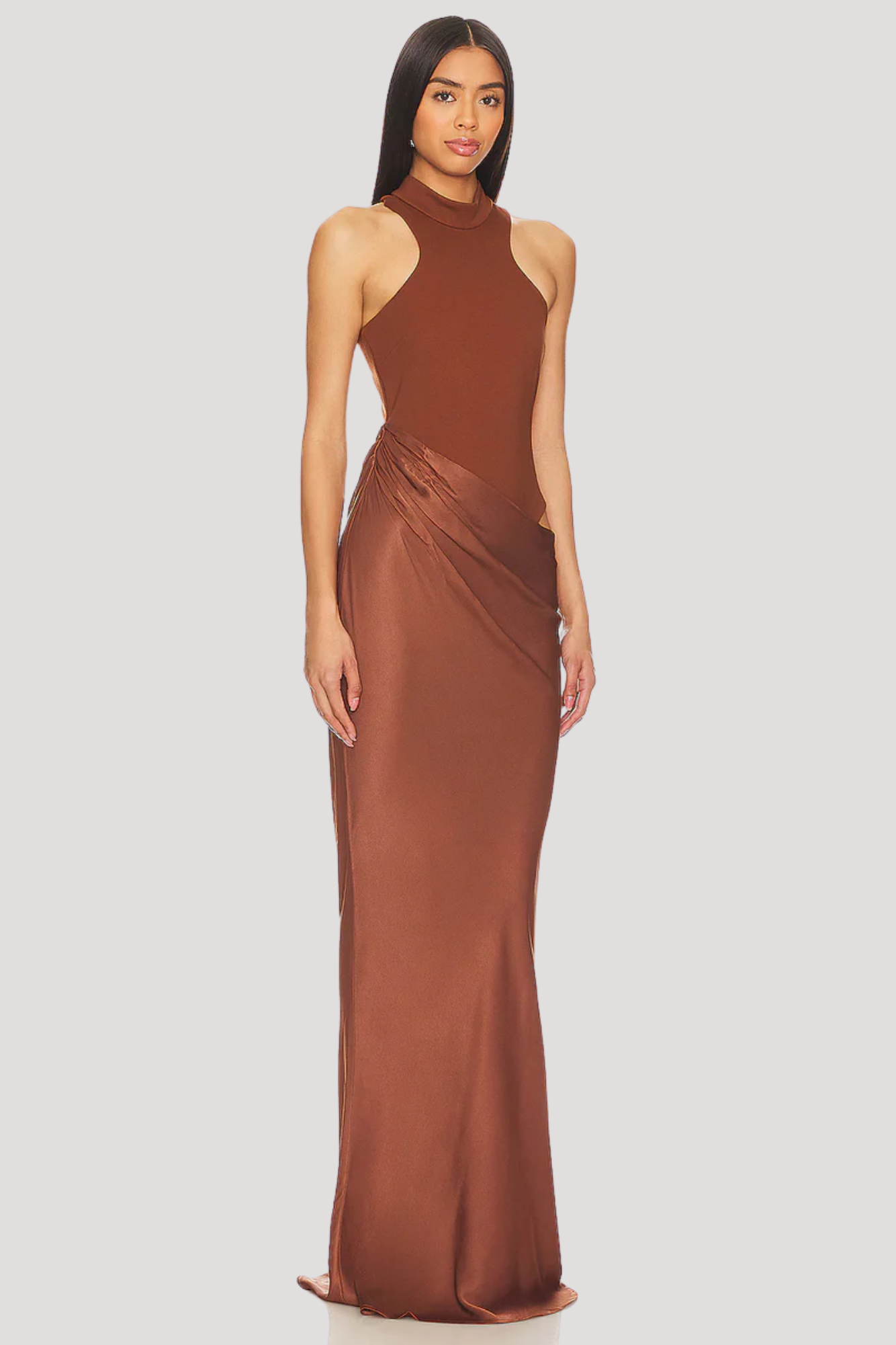 Celvara – Cutout waist – Halter evening gown-10174864752967-Ivory Ombre
