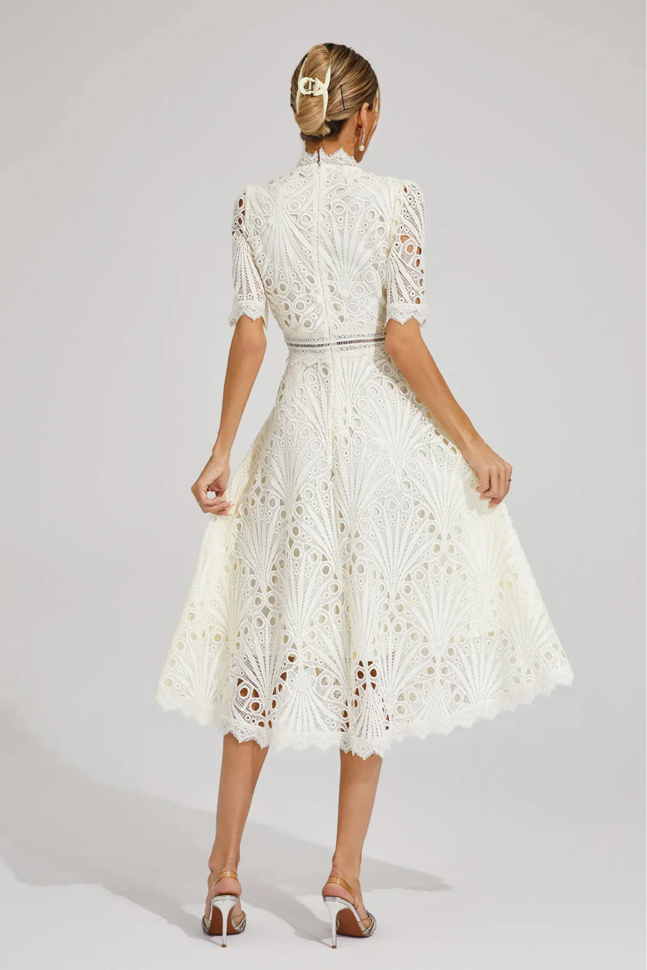 Charlisse – Delicate lace elegance – Midi dress-10174742331719-Ivory Ombre