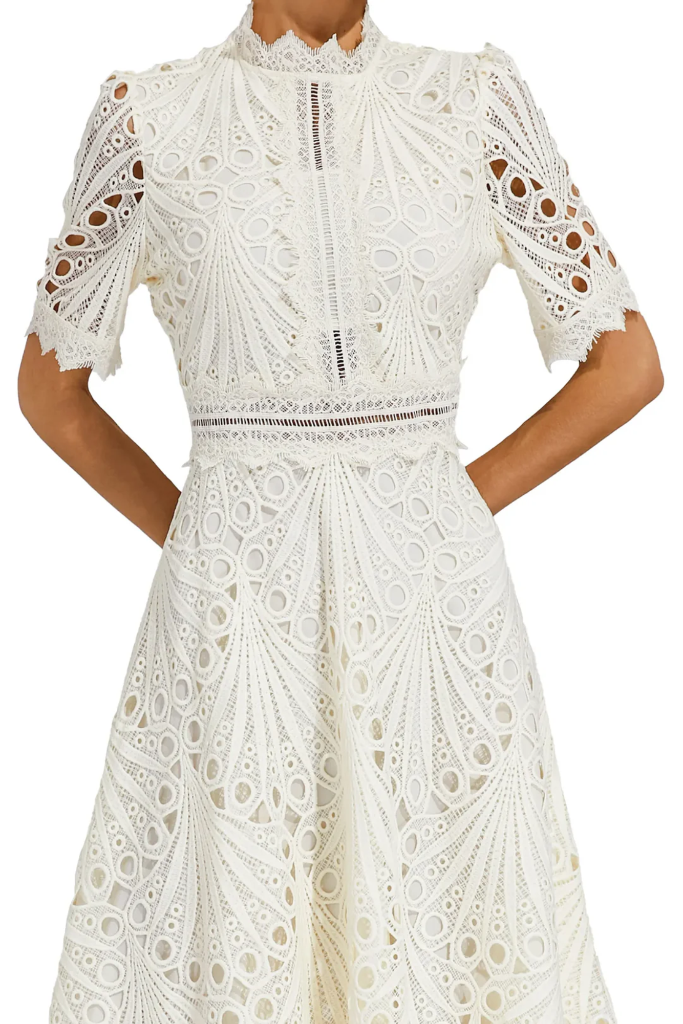 Charlisse – Delicate lace elegance – Midi dress-10174742331719-Ivory Ombre