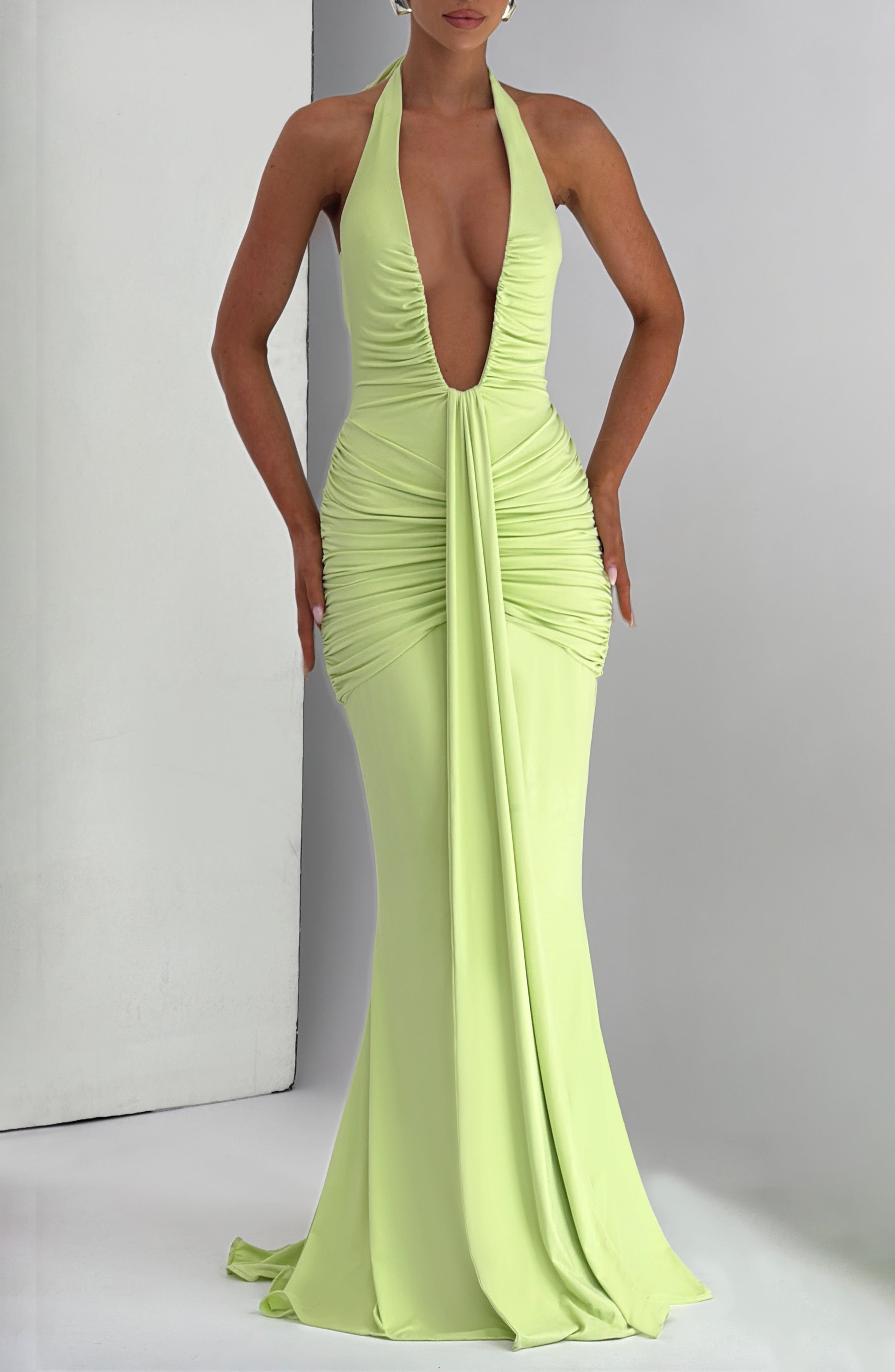 Ciara – Sculpted plunge design – Evening gown-10174869176647-Ivory Ombre