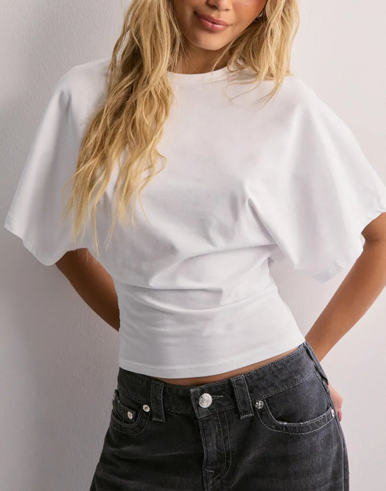 Cirella – Cinched waist – Cropped t-shirt-10174846992711-Ivory Ombre