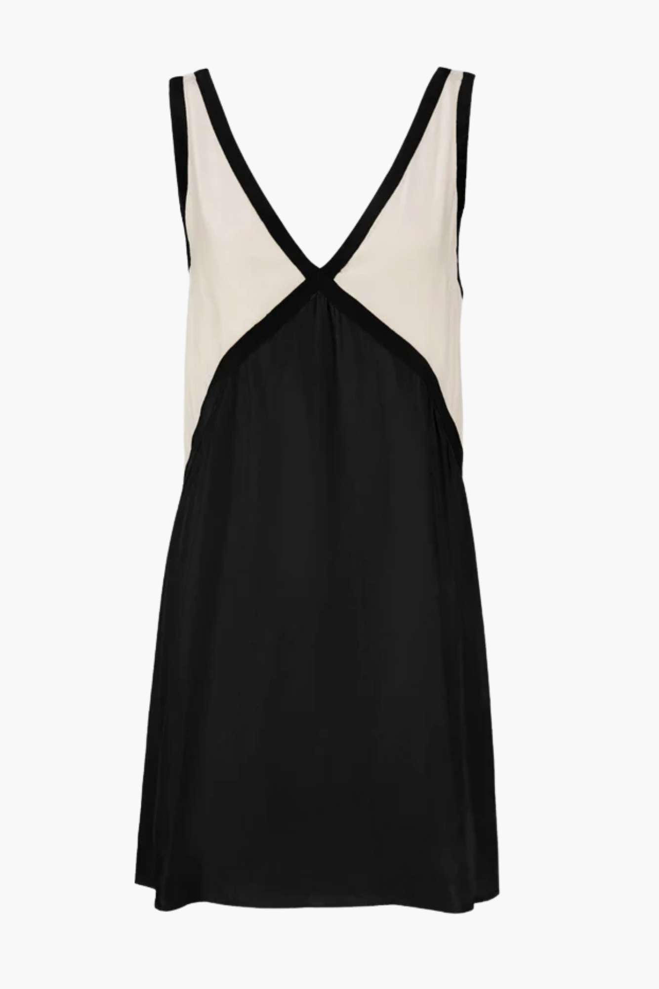 Clarette – Colour-block elegance – V-neck mini dress-10174854332743-Ivory Ombre