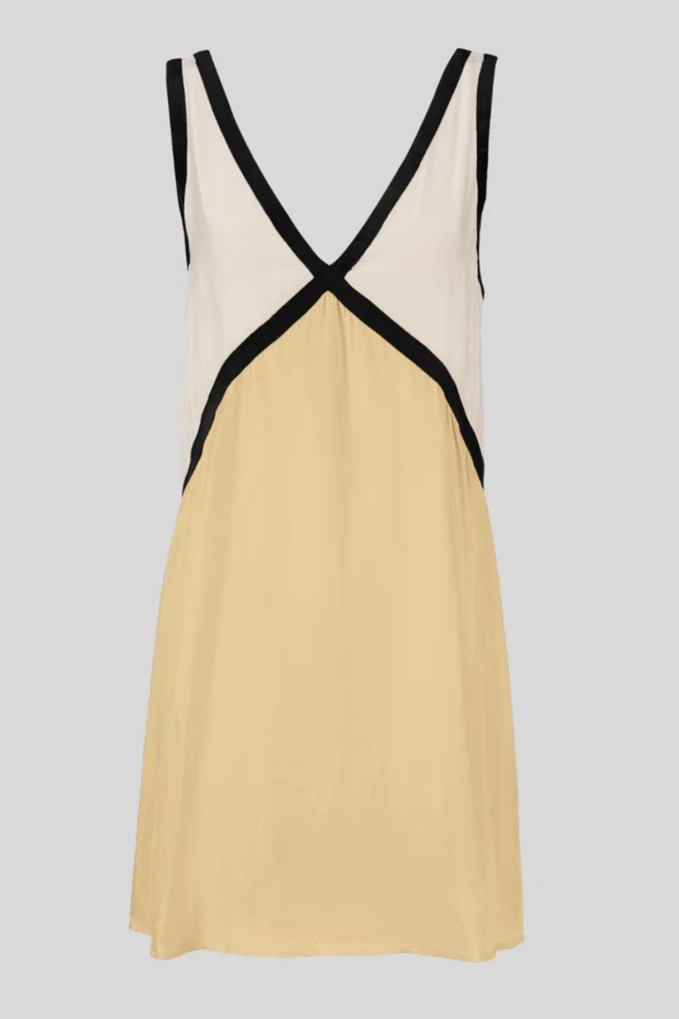 Clarette – Colour-block elegance – V-neck mini dress-10174854332743-Ivory Ombre