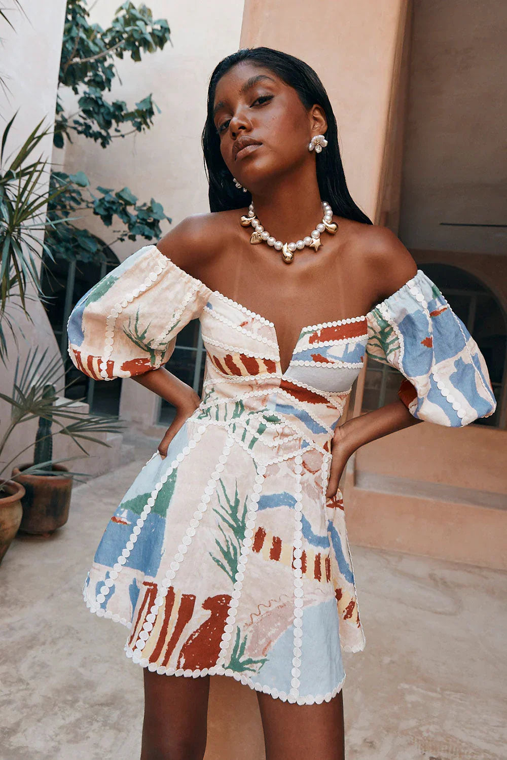 Como Dress – Visione – Off-the-shoulder mini dress-10197784199495-Ivory Ombre